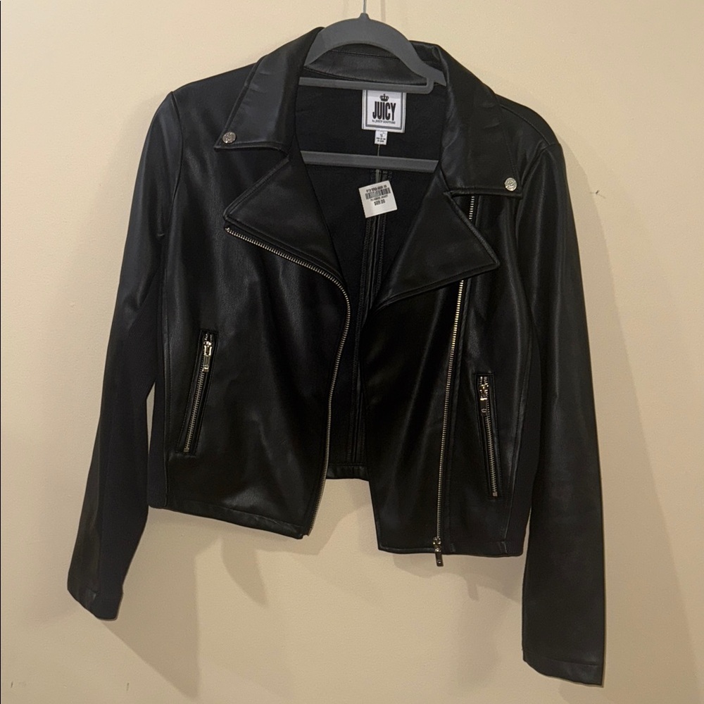 Juicy Couture Sleek Black Leather Jacket - Picture 3 of 3